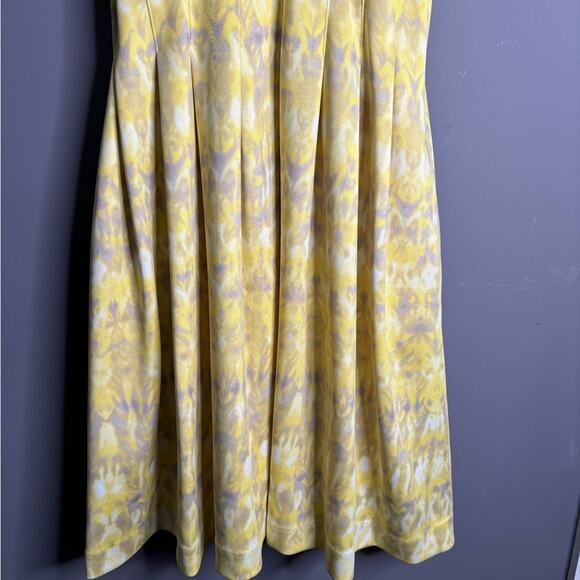 Calvin Klein Yellow and Gray Print Sleeveless A Line Dress Back Zipper Size 4 - Picture 2 of 6
